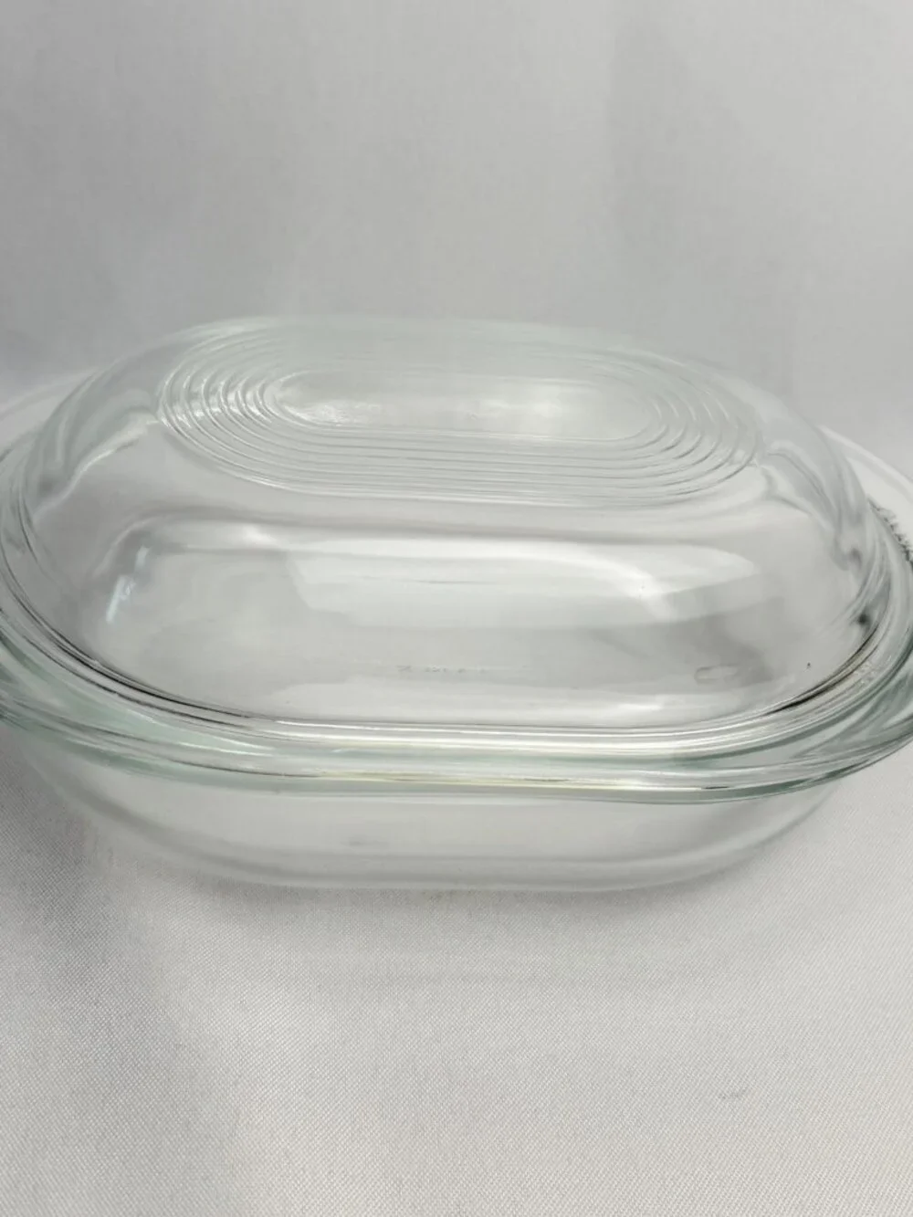 Pyrex Corning Clear Glass Oval Refrigerator Dish with Lid Vintage Kitchenware